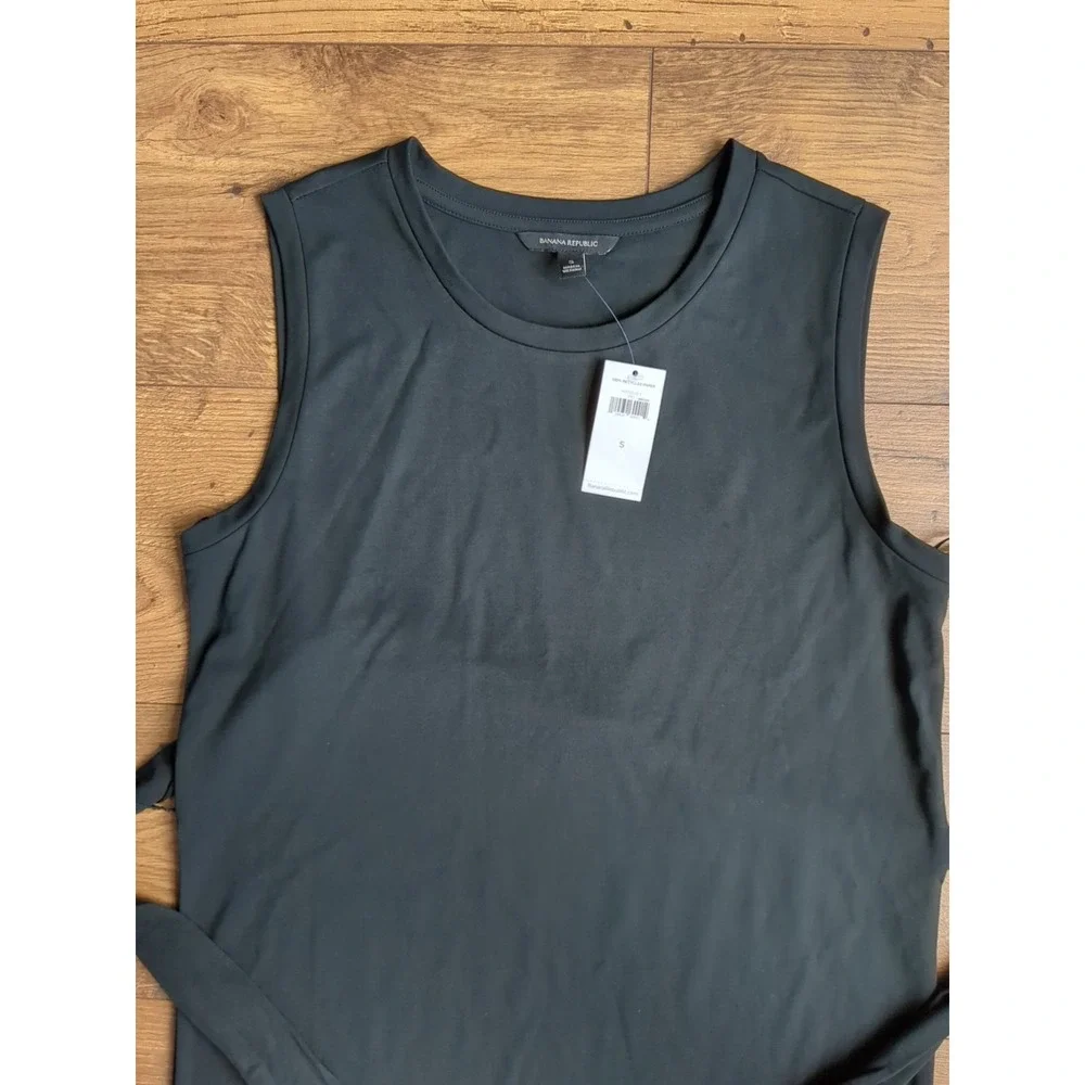 NWT Banana Republic Womens S Black Full‎ Length Sleeveless Tie-Belt Dress - Picture 3 of 16